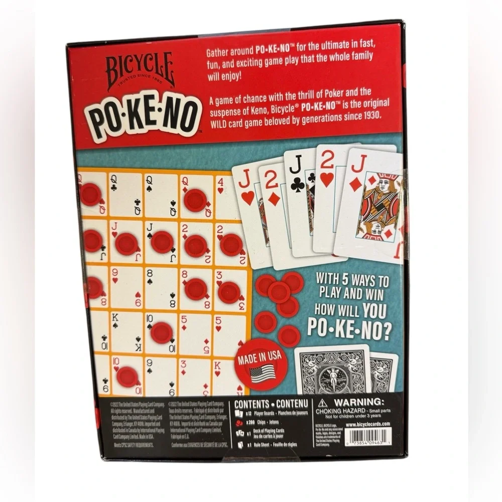 New Bicycle Pokeno Card Game Set with Deck, Scoreboards & Chips Poker meets Keno - Picture 2 of 2